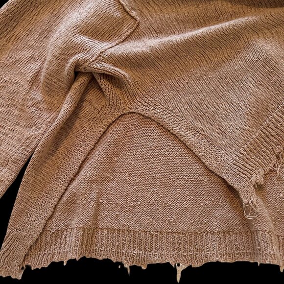 Free People Distressed Knit Sweater – XS – Soft Desert Rose - Picture 5 of 6